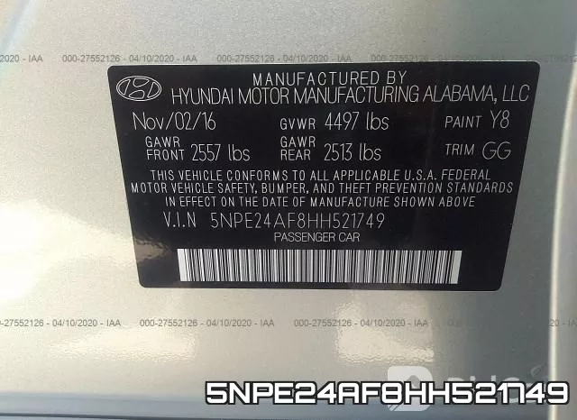 5NPE24AF8HH521749 фото 10