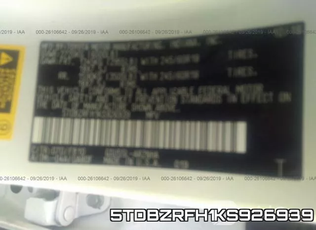 5TDBZRFH1KS926939 фото 10