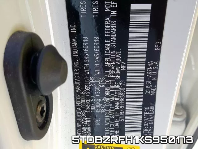 5TDBZRFH1KS950173 фото 2