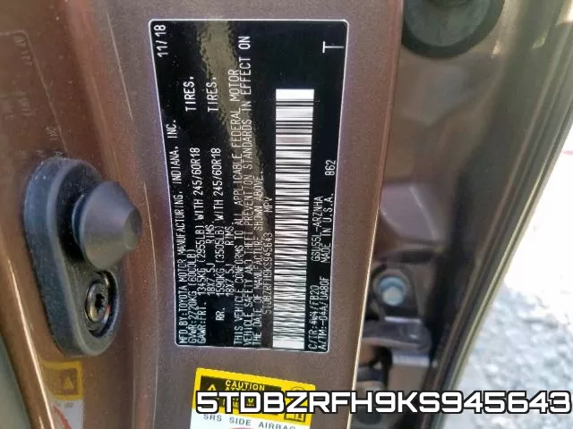 5TDBZRFH9KS945643 фото 2