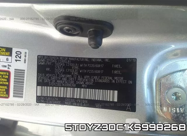 5TDYZ3DC1KS998268 фото 10