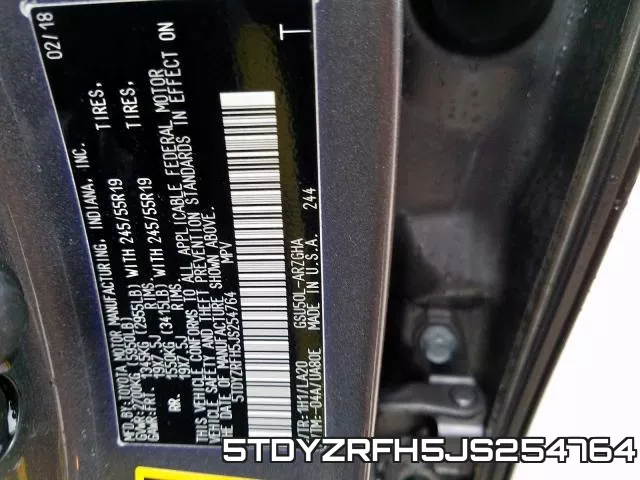 5TDYZRFH5JS254764 фото 2