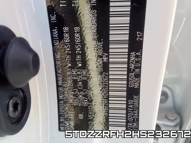 5TDZZRFH2HS232672 фото 2