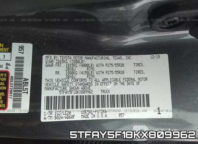 5TFAY5F18KX809962 фото 10