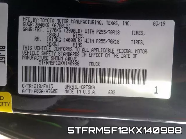 5TFRM5F12KX140988 фото 2
