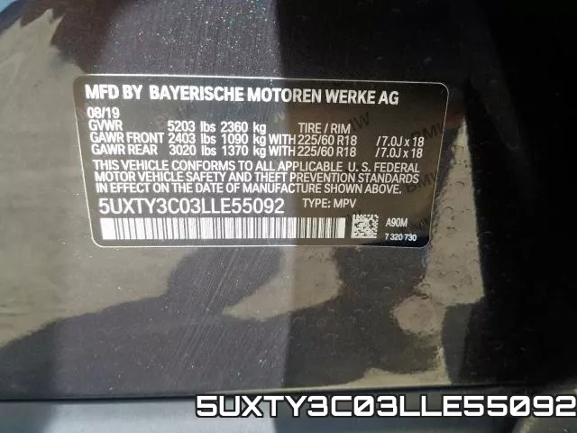 5UXTY3C03LLE55092 фото 2