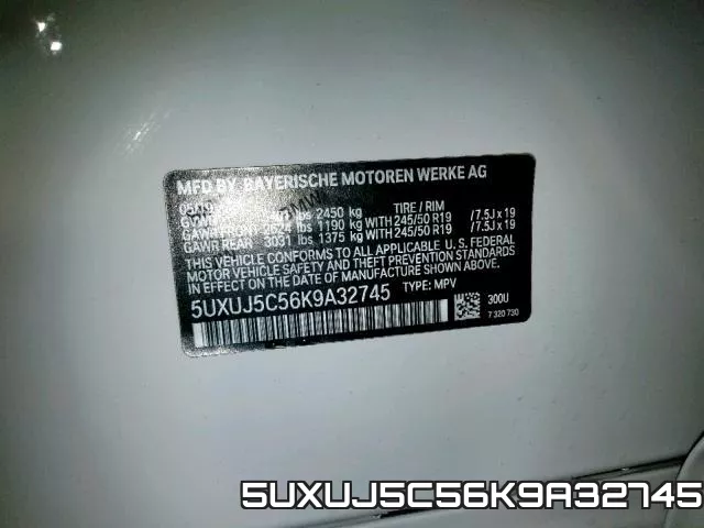 5UXUJ5C56K9A32745 фото 2