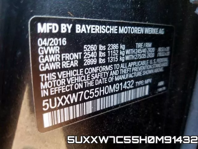 5UXXW7C55H0M91432 фото 2