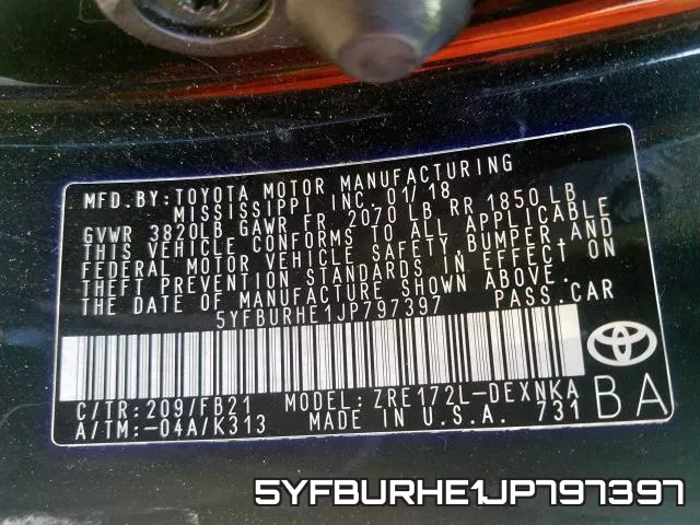 5YFBURHE1JP797397 фото 2