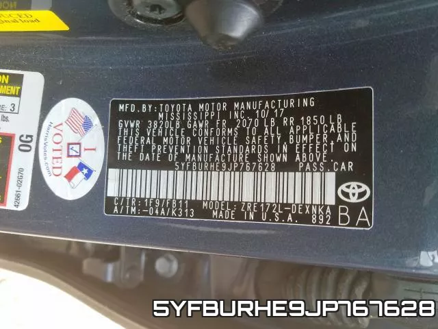 5YFBURHE9JP767628 фото 2