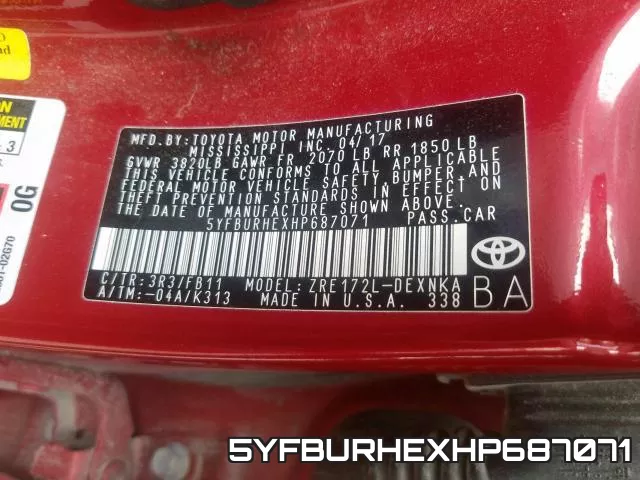 5YFBURHEXHP687071 фото 2