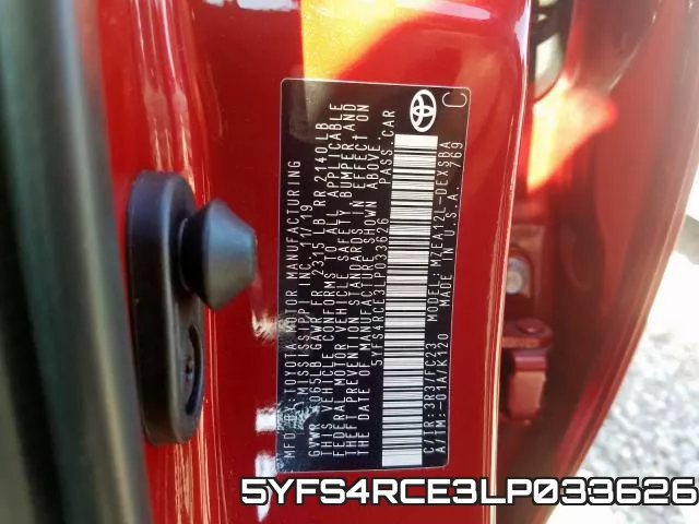 5YFS4RCE3LP033626 фото 2