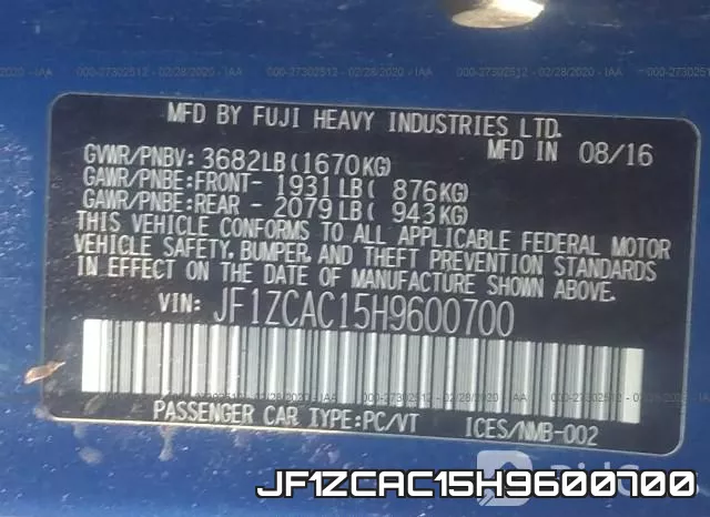 JF1ZCAC15H9600700 фото 10