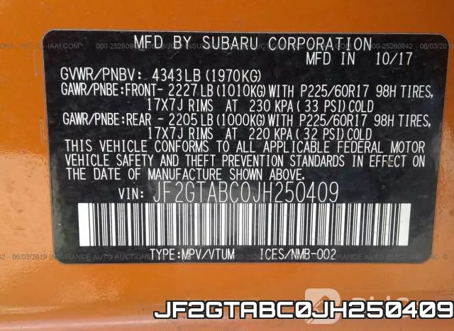 JF2GTABC0JH250409 фото 10