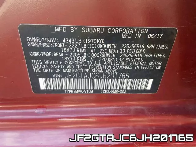 JF2GTAJC6JH201765 фото 2