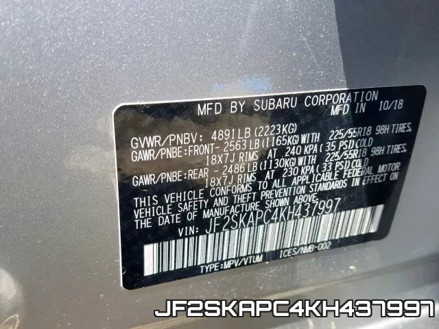 JF2SKAPC4KH437997 фото 2