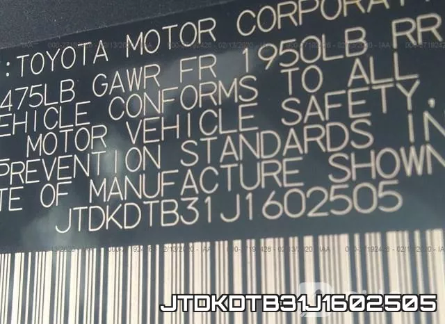 JTDKDTB31J1602505 фото 10