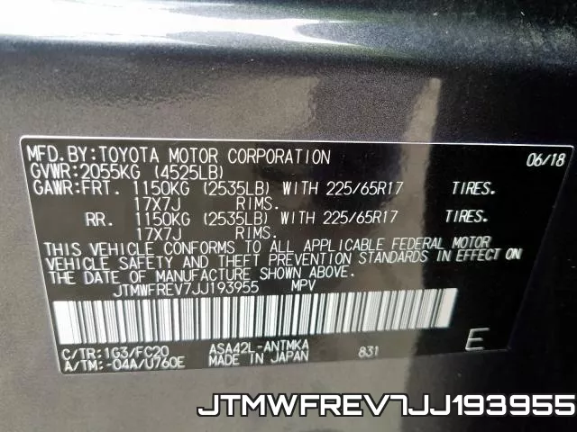 JTMWFREV7JJ193955 фото 2