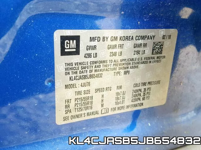 KL4CJASB5JB654832 фото 2