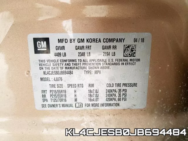 KL4CJESB0JB694484 фото 2