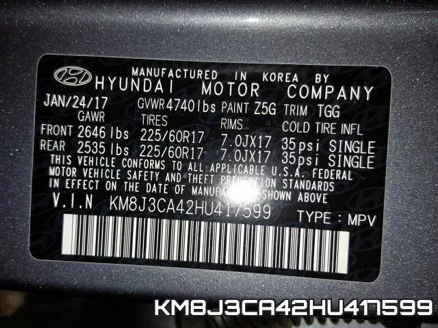 KM8J3CA42HU417599 фото 2