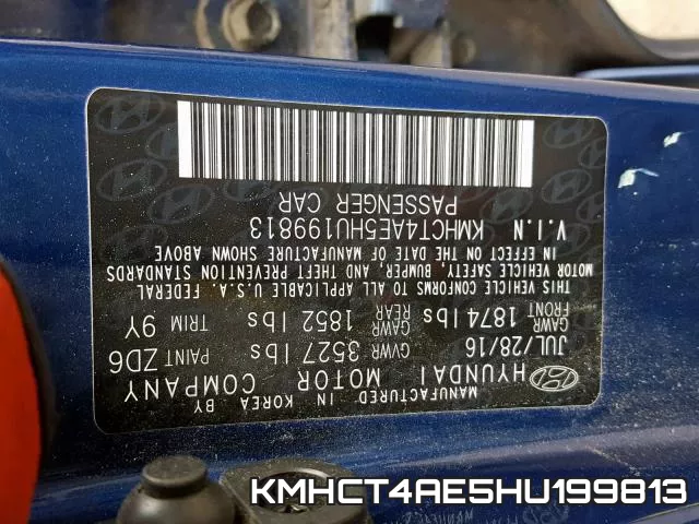 KMHCT4AE5HU199813 фото 2