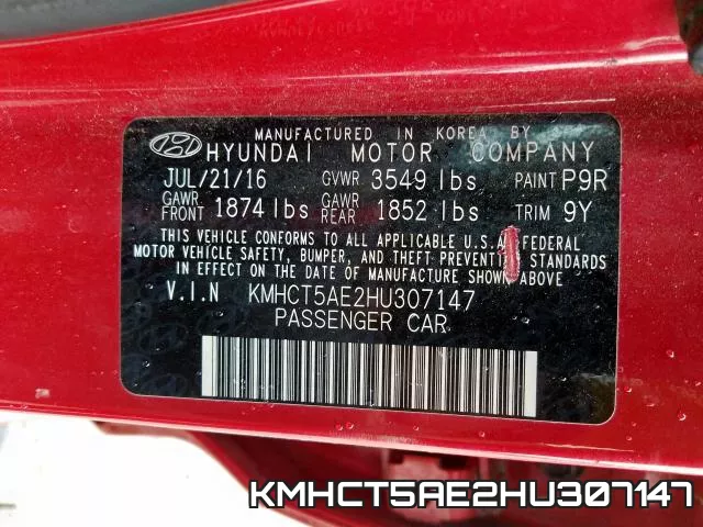 KMHCT5AE2HU307147 фото 2