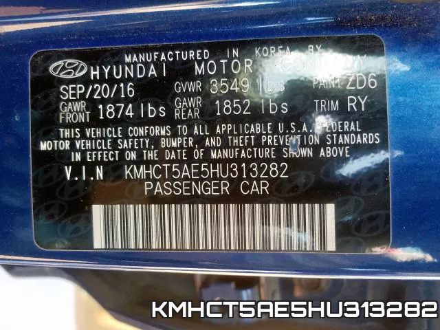 KMHCT5AE5HU313282 фото 2