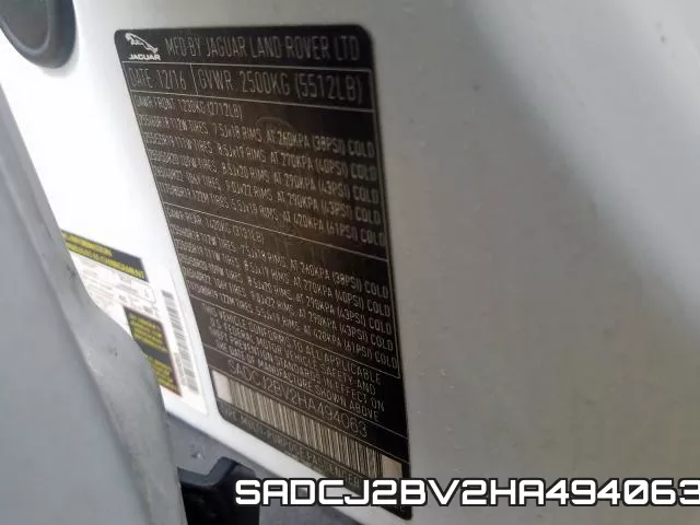 SADCJ2BV2HA494063 фото 2