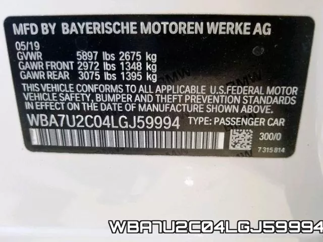 WBA7U2C04LGJ59994 фото 2