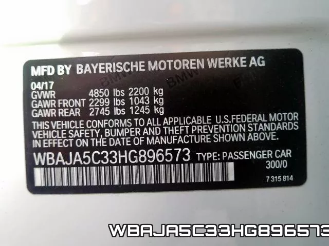 WBAJA5C33HG896573 фото 2