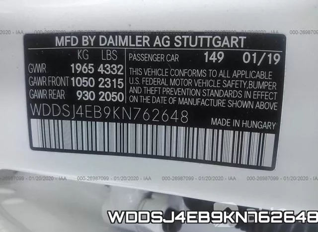 WDDSJ4EB9KN762648 фото 10