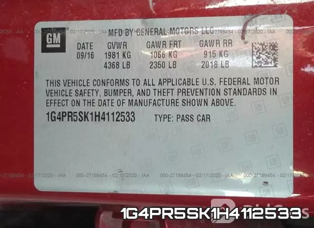 1G4PR5SK1H4112533 фото 10