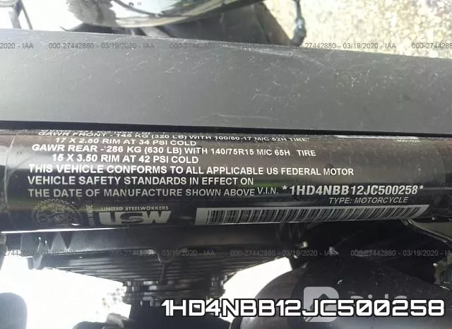 1HD4NBB12JC500258 фото 2