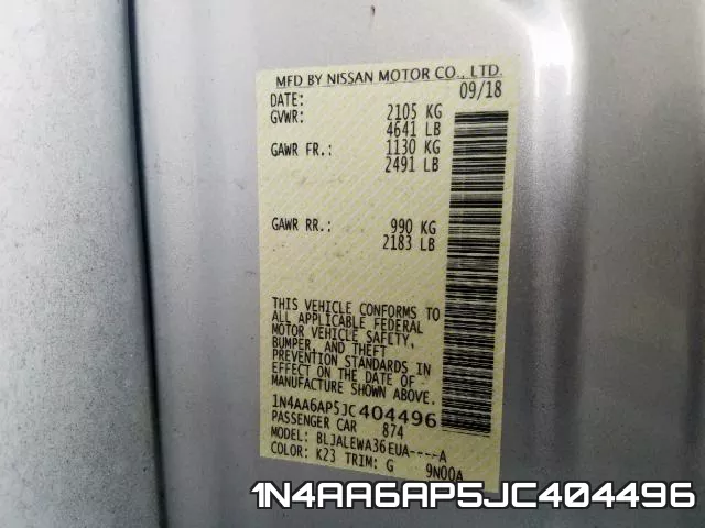 1N4AA6AP5JC404496 фото 2
