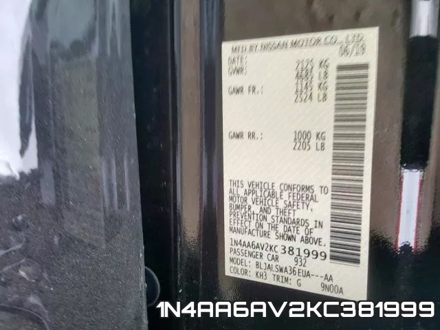 1N4AA6AV2KC381999 фото 2