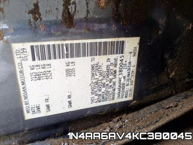 1N4AA6AV4KC380045 фото 2