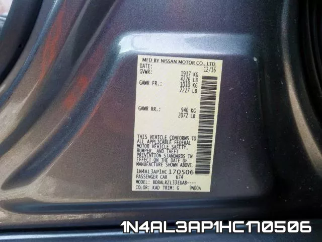 1N4AL3AP1HC170506 фото 2