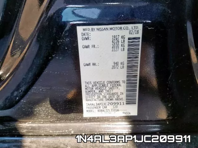 1N4AL3AP1JC209911 фото 2