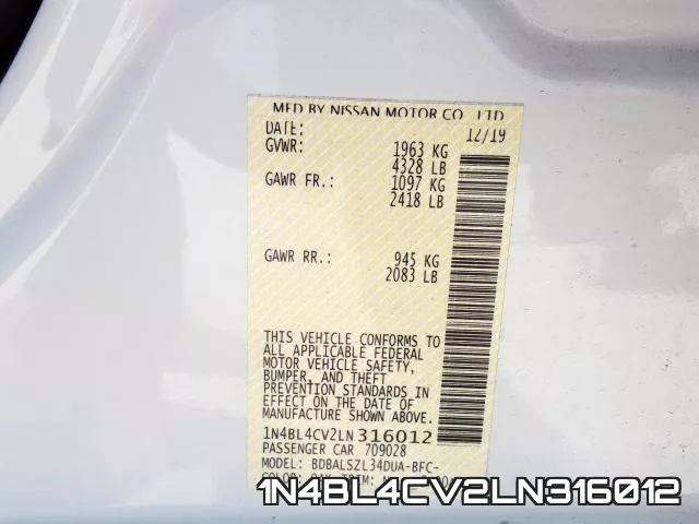 1N4BL4CV2LN316012 фото 2