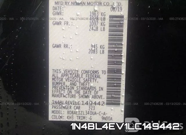1N4BL4EV1LC149442 фото 10
