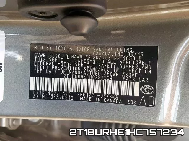 2T1BURHE1HC757234 фото 2