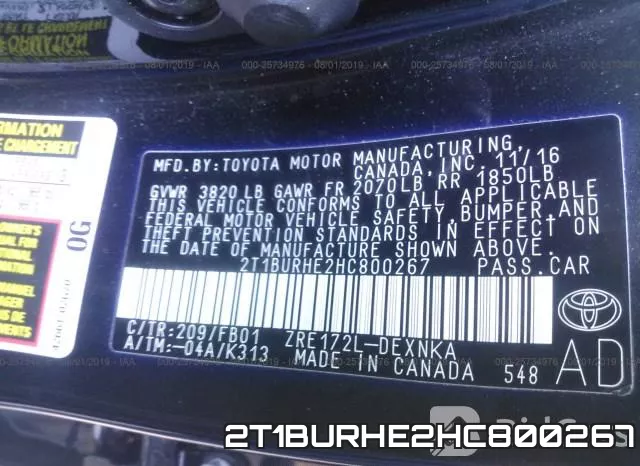 2T1BURHE2HC800267 фото 10