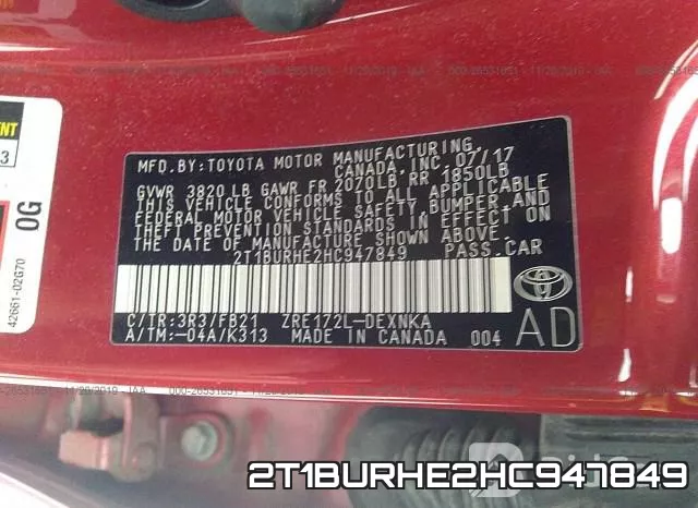 2T1BURHE2HC947849 фото 10
