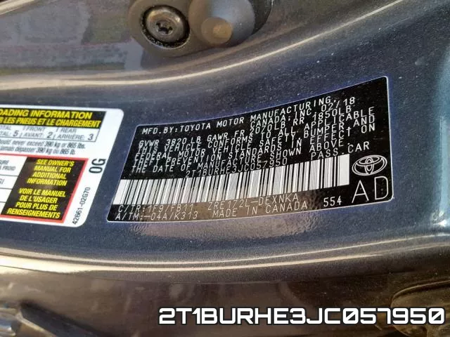 2T1BURHE3JC057950 фото 2
