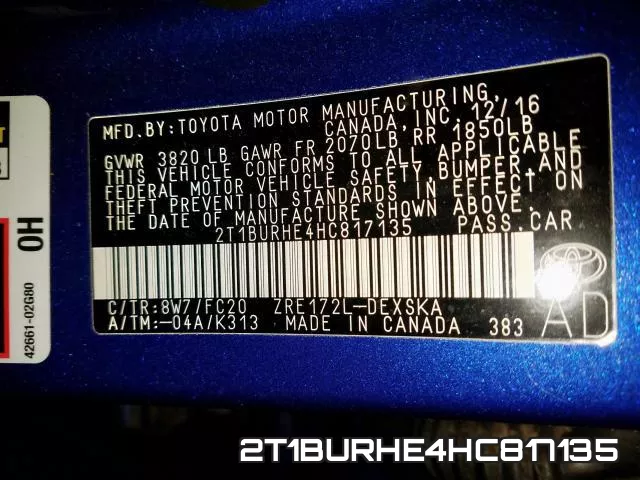 2T1BURHE4HC817135 фото 2