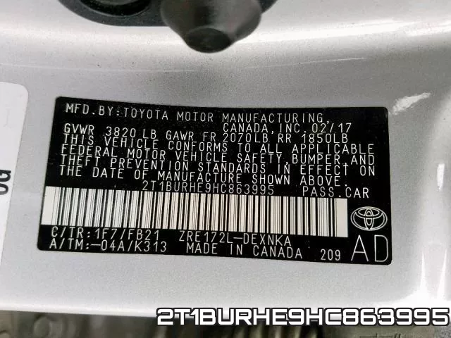 2T1BURHE9HC863995 фото 2