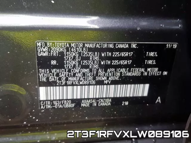 2T3F1RFVXLW089106 фото 2