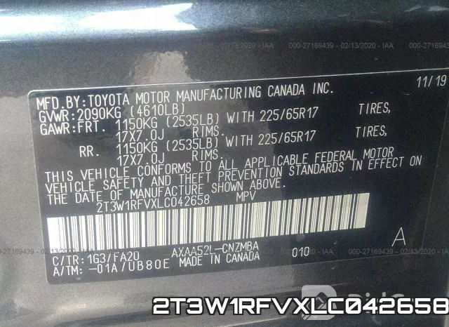 2T3W1RFVXLC042658 фото 10
