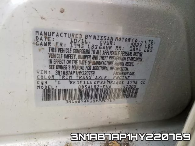3N1AB7AP1HY220769 фото 2